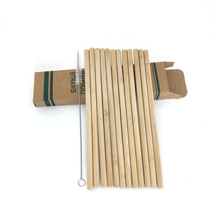 12 Bamboo Drinking Straws (Reusable + Eco-Friendly) + Clean Brush