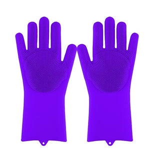 Magic Silicone Scrubber Gloves - 1 Pair
