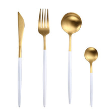 Load image into Gallery viewer, White &amp; Gold Utensil Dinnerware Set