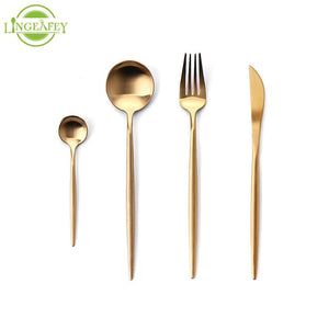 White & Gold Utensil Dinnerware Set