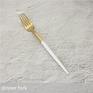 White & Gold Utensil Dinnerware Set